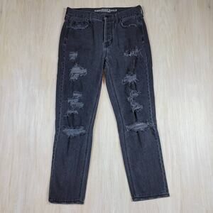 American Eagle Black Vintage Hi-Rise Distressed Everyday Wear Denim Jeans 4